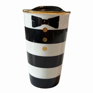 Starbucks Tuxedo Ceramic Tumbler Alice & Olivia Stacey Bendet 12 oz 2013 W/Lid